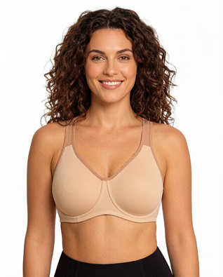 Full Coverage Sports Bra Non Padded Unlined Soft Support Wide Strap Underwire Bra