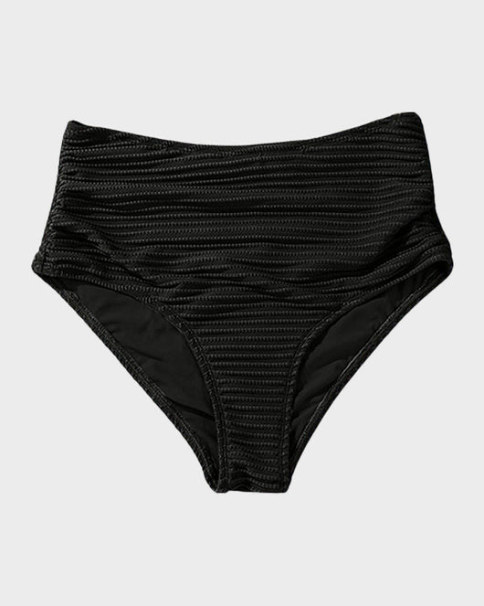 Textured Knot-Front High-Waisted Bikini Set