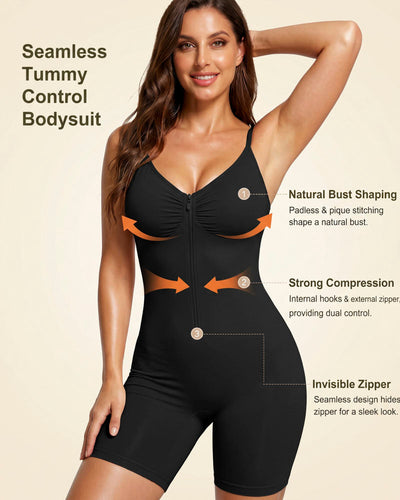 Women's Tummy Control Zip Front Bodysuit