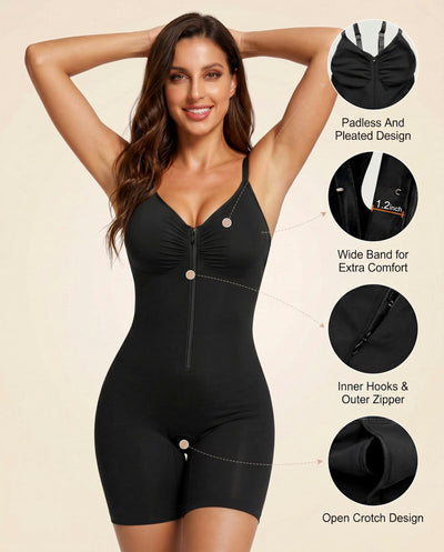 Women's Tummy Control Zip Front Bodysuit