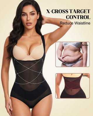 Open Bust Cross Compression Body Shaper