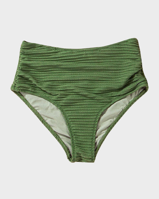 Textured Knot-Front High-Waisted Bikini Set