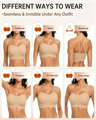Wireless Strapless Bandeau Bra with Anti‑Slip Silicone Support