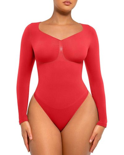 Womenswear Seamless Sculpt Long Sleeve Thong Bodysuit for Tummy Control
