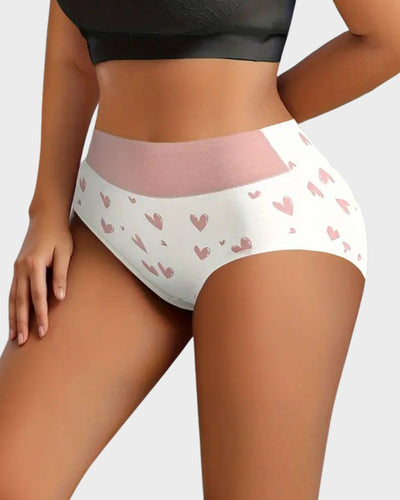 Soft Cotton Heart Print High-Waist Panties (6 Pack)