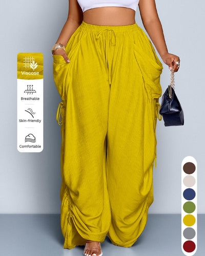 Women's Casual Loose-Fit Wide Leg Pants, All-Season Woven Fabric, Daily Commute