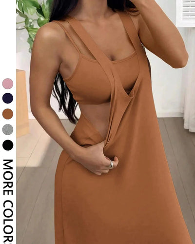 Women’s 2 Piece Tank & Cutout Maxi Dress Set Soft Stretch Double Strap