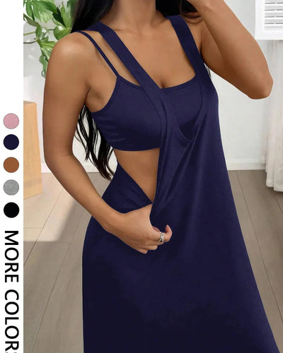 Women’s 2 Piece Tank & Cutout Maxi Dress Set Soft Stretch Double Strap