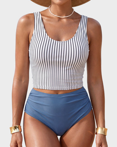 Tummy Control Cutout Back Tankini Set