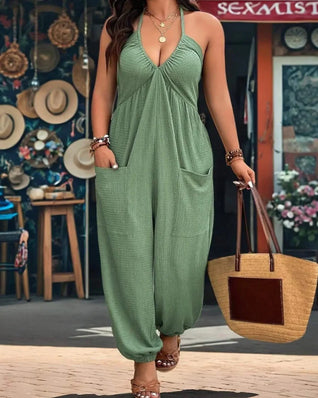 Women’s Pocket Jumpsuit, Sleeveless Casual Plus Size