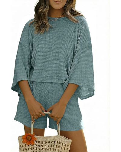 Women’s 2-Piece Lounge Set, Sleeve Top & Shorts