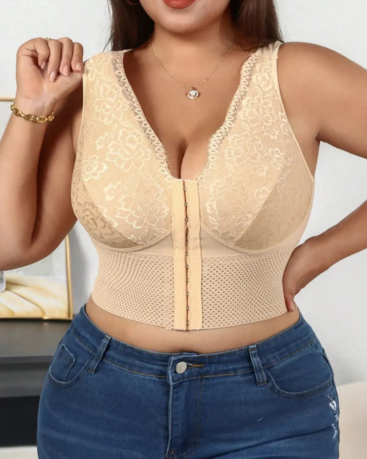 Plus-Size Shaping Bra – Front Closure, Posture & Tummy Control