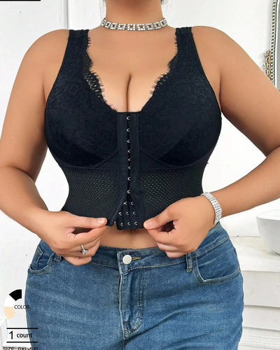 Plus-Size Shaping Bra – Front Closure, Posture & Tummy Control