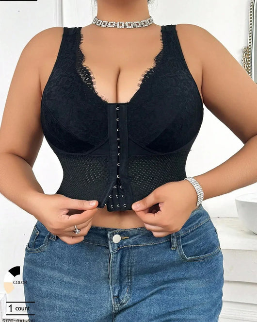 Plus-Size Shaping Bra – Front Closure, Posture & Tummy Control
