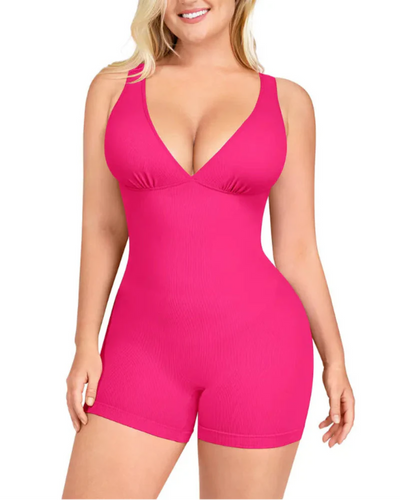 Deep V Bodycon Romper – Sculpt & Tummy Control