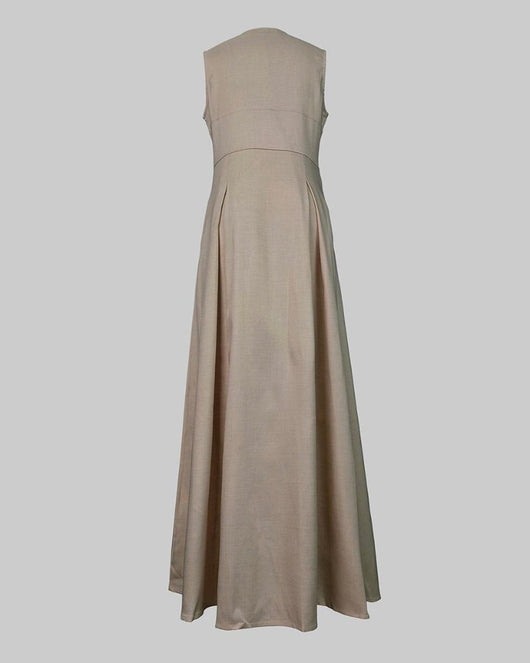 Women’s Loose Fit Maxi Dress – Pleated, Pocket, Slit, Summer Comfort Dress