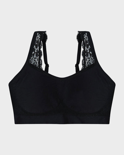 Wireless Seamless Bra with Lace Straps and Invisible Fit