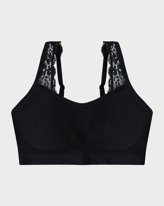 Wireless Seamless Bra with Lace Straps and Invisible Fit