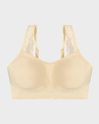 Wireless Seamless Bra with Lace Straps and Invisible Fit