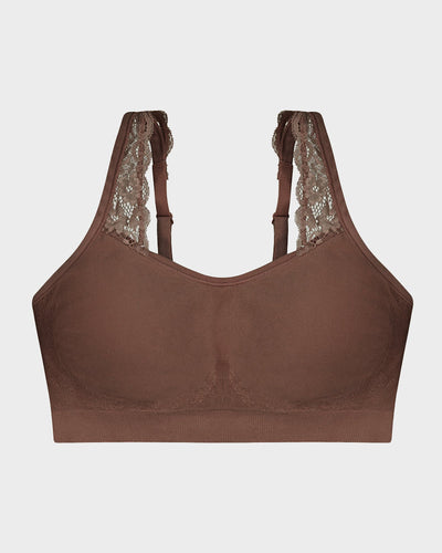 Wireless Seamless Bra with Lace Straps and Invisible Fit