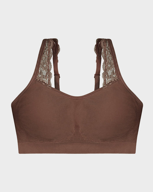 Wireless Seamless Bra with Lace Straps and Invisible Fit