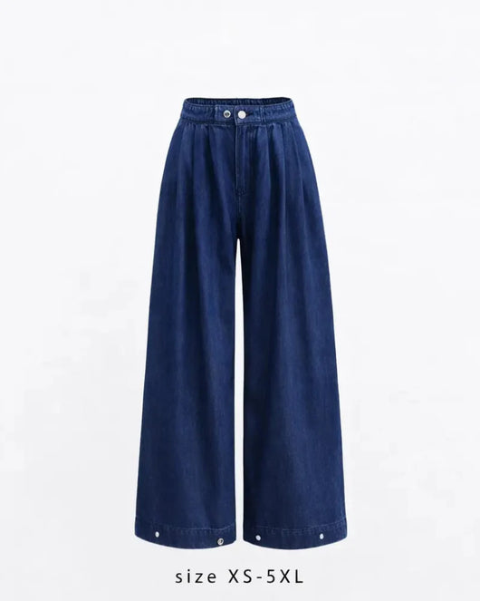 Women's High Waist Baggy Wide Leg Jeans with Adjustable Ankles