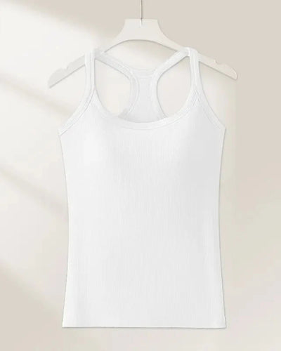 Women’s Ribbed Bra Tank | Racerback Cami, Removable Pads