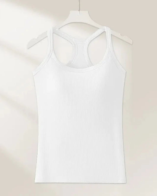 Women’s Ribbed Bra Tank | Racerback Cami, Removable Pads