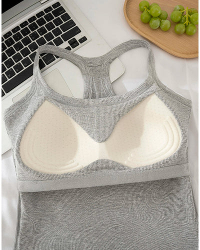 Women’s Ribbed Bra Tank | Racerback Cami, Removable Pads