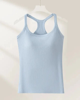 Women’s Ribbed Bra Tank | Racerback Cami, Removable Pads
