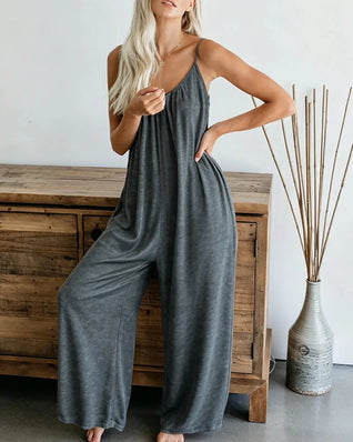 Plus Size Wide Leg Overall Jumpsuit with Pockets