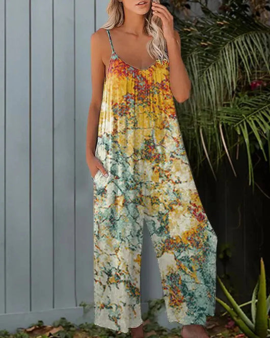 Plus Size Wide Leg Overall Jumpsuit with Pockets