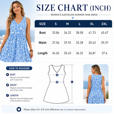 Summer V-Neck Tank Sundress with Pockets — Casual Beach Dress