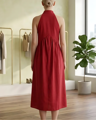 Halter Maxi Dress — Casual Loose Fit with Pockets