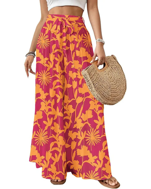 Wide Leg Flowy Palazzo Pants, High-Waist Summer Trousers