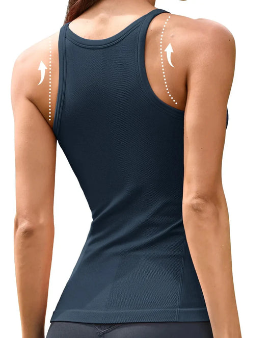 Women’s Ribbed Workout Tank with Built-in Bra