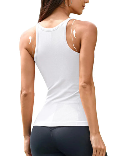 Women’s Ribbed Workout Tank with Built-in Bra